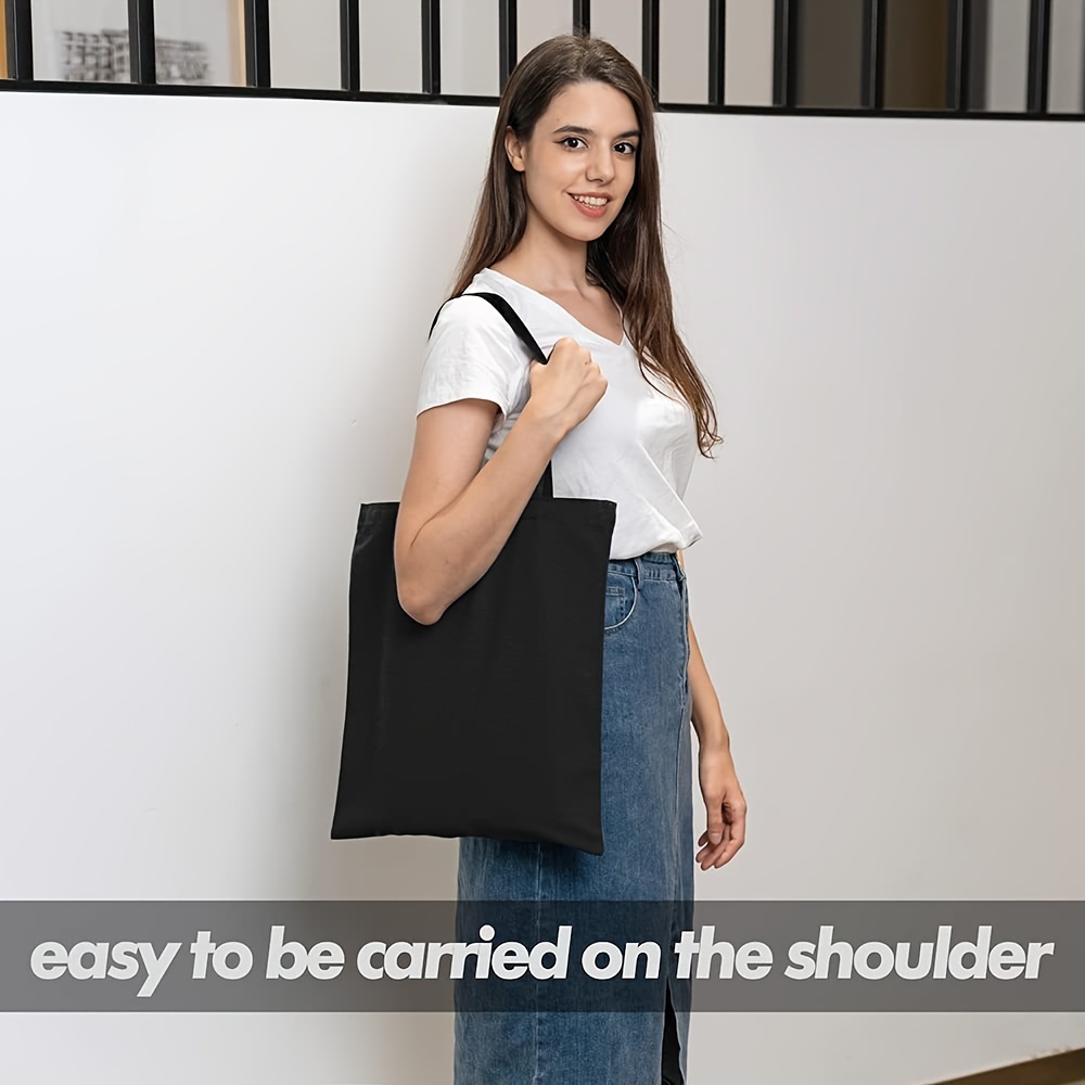 1pc Blank Tote Bag, Men's And Women's Shopping Bags, One Shoulder Portable  Storage Canvas Bag, Shopping Cotton Bag, Canvas Bag, Portable Eco-friendly
