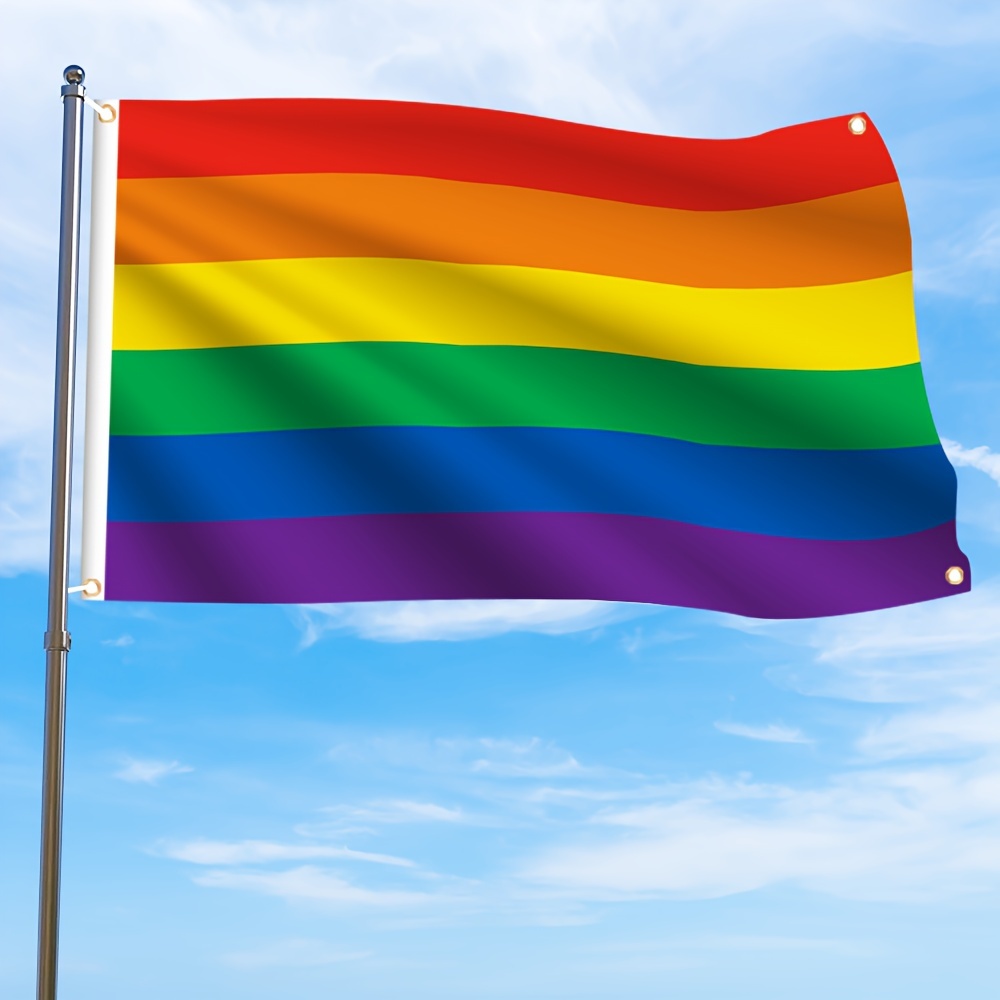 Transgender Trans Pride Rainbow Flag 3x5Ft Outdoor- LGBT Pride Flags Banner  with Brass Grommets for Outdoor Wall