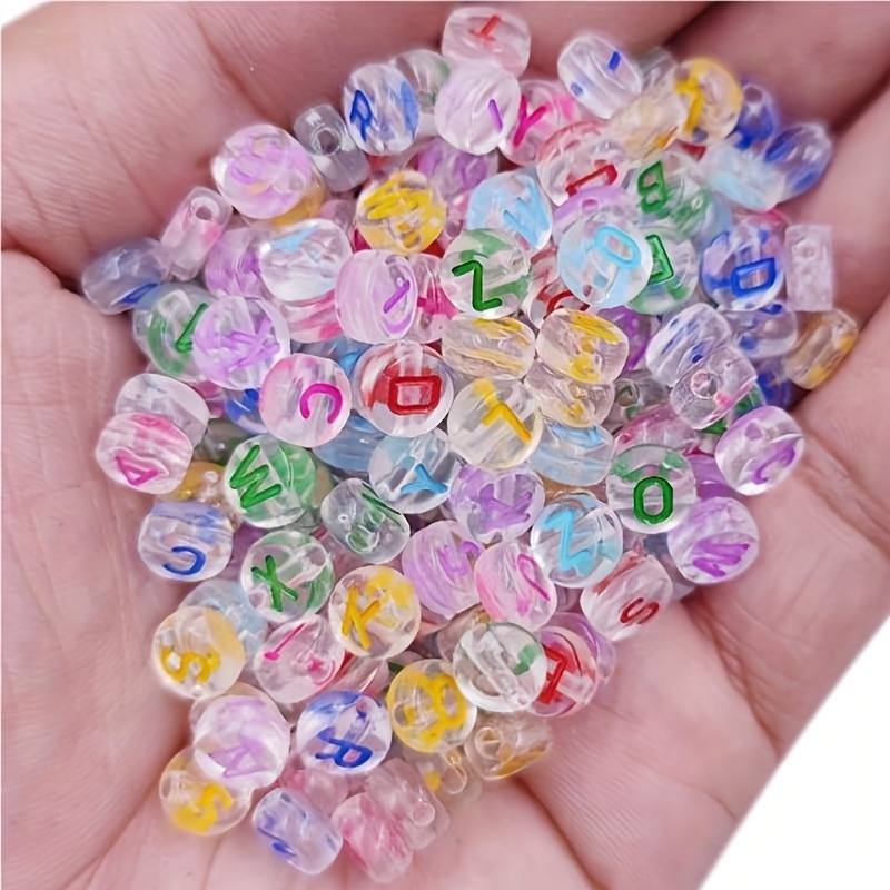 Transparent Plastic Letter Loose Beads Diy Jewelry - Temu