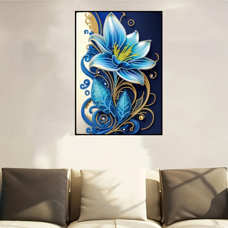 Diy 5d Diamond Painting Kit Blue Flower Flower Shaped - Temu