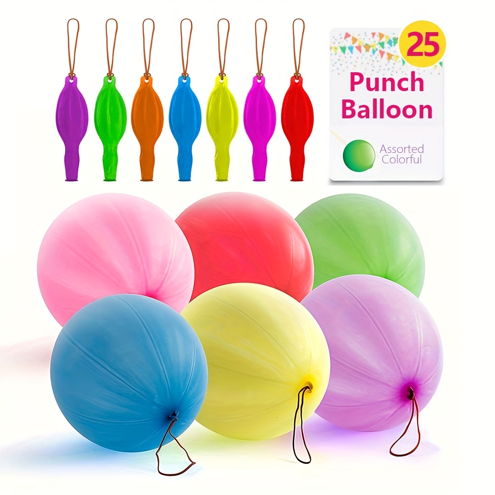 

Punching Balloon Party Favors, Bounce Balloons With Rubber Band Handle For Birthday Party Decor, Holiday Accessory, Party Pack, Outdoor Toys Christmas, Halloween, Thanksgiving Gift Easter Gift