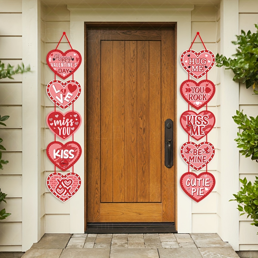 1Set Valentines Day Decorations Banner Door Porch Sign Hanging