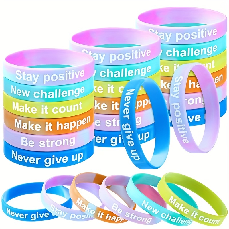 Positive Words Silicone Wristbands Inspirational Text - Temu