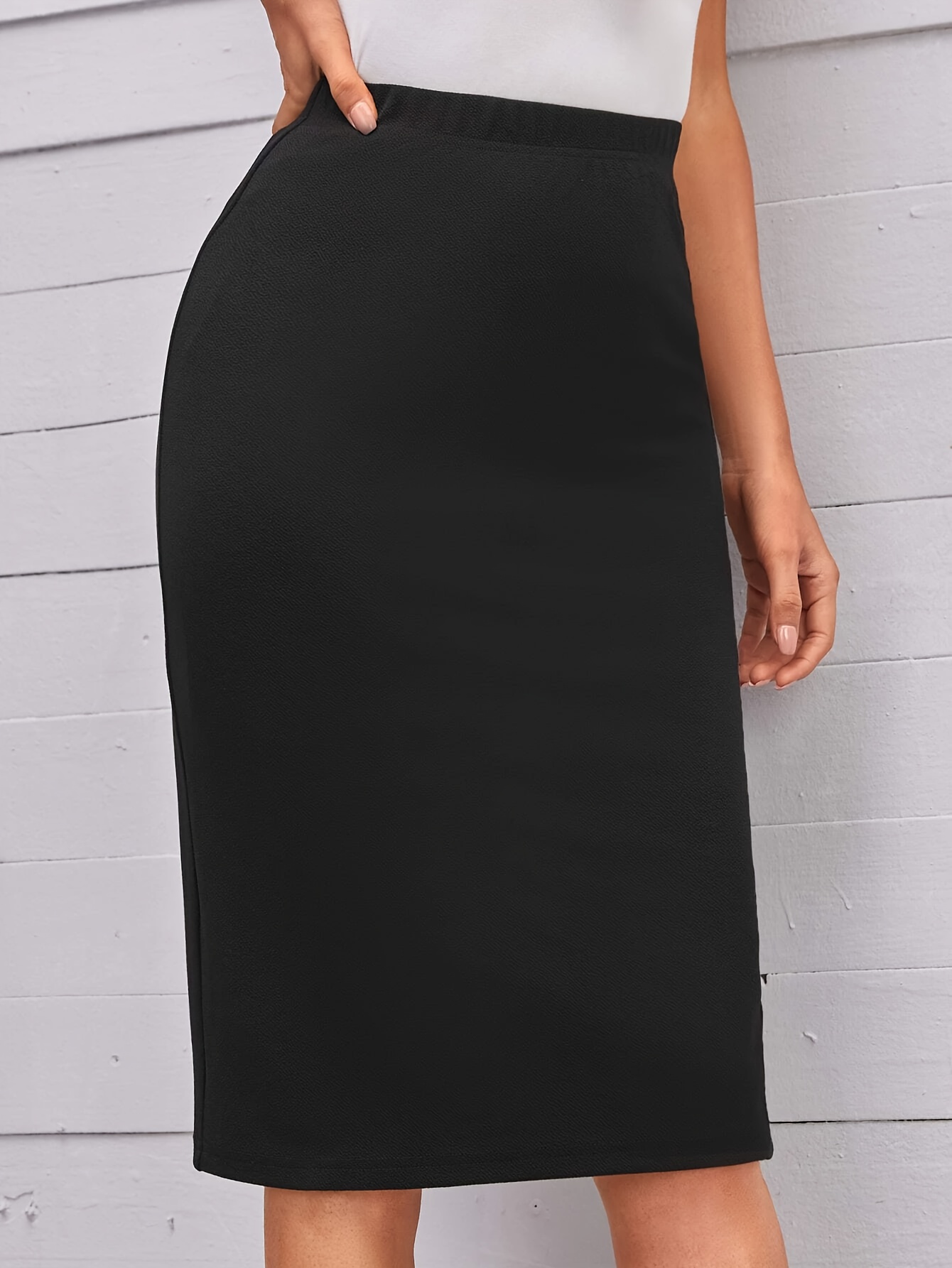 Solid High Waist Bodycon Skirt Elegant Midi Pencil Skirt For - Temu