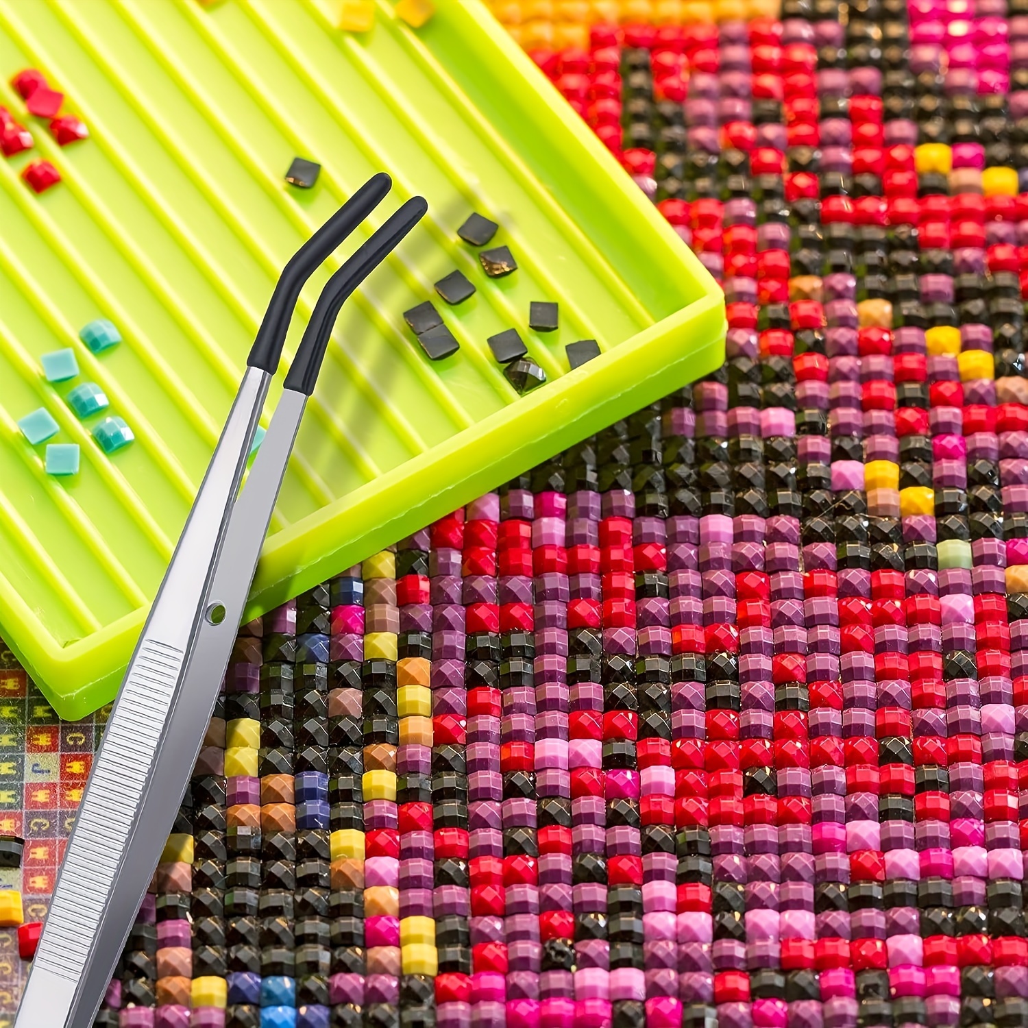2 Pcs of Rubber Tip Tweezers Set for Craft Laboratory Industrial
