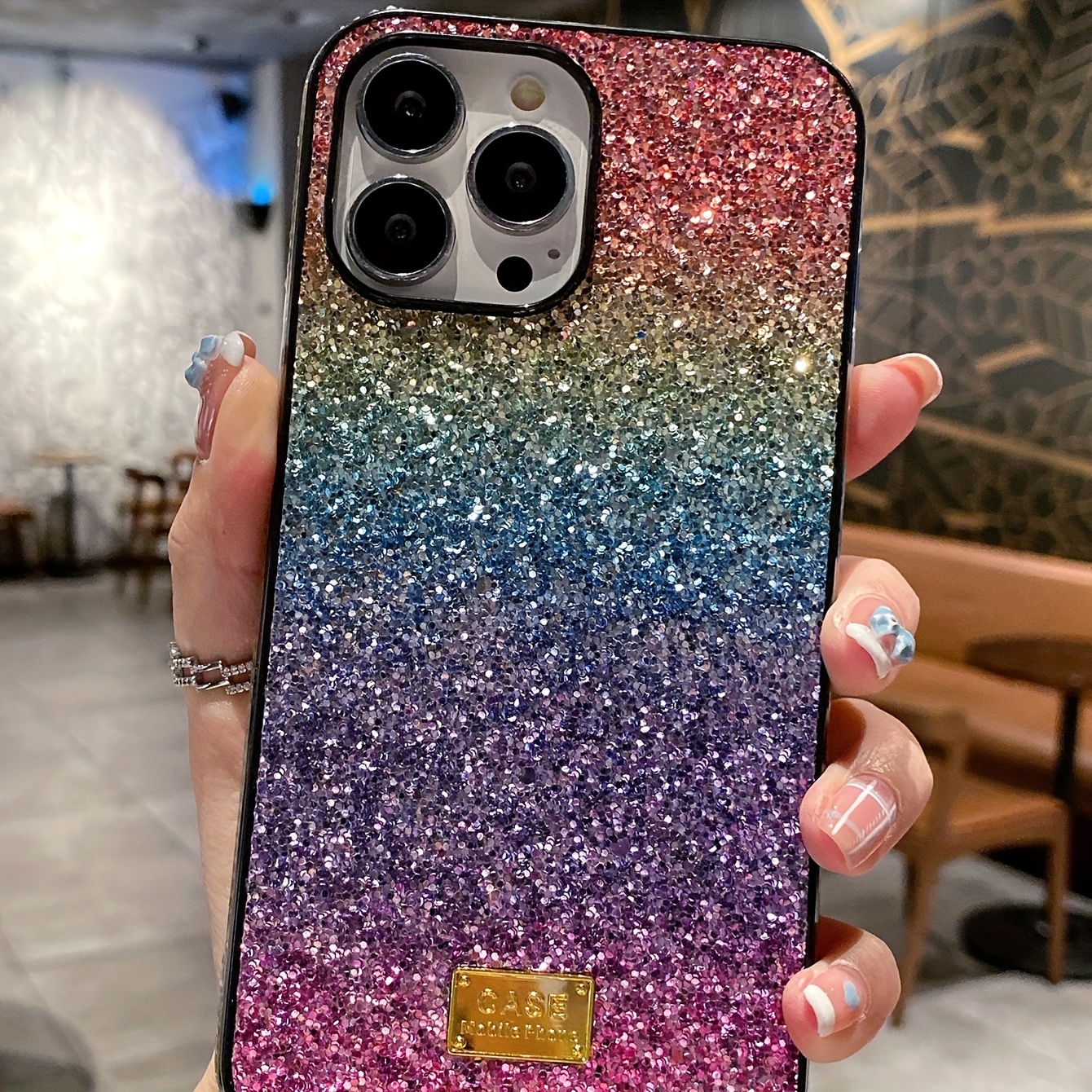 Funda protectora de teléfono para niñas con brillo brillante brillante  brillante para iPhone 15 Pro Max 14 13 12 11 XR X