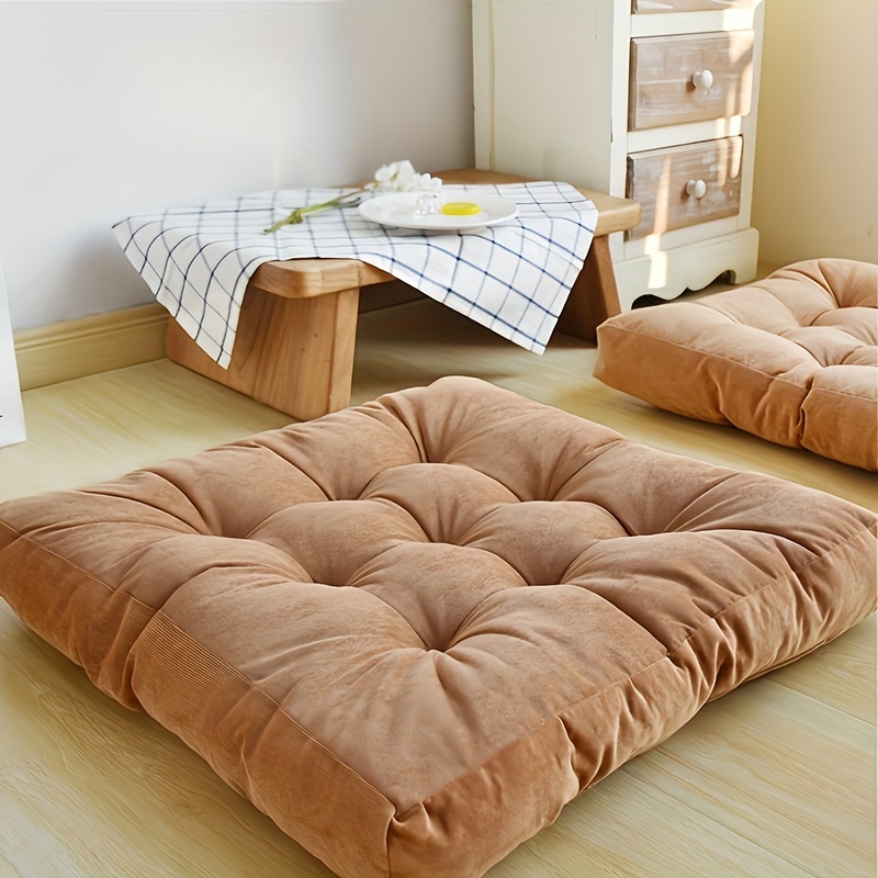 Degrees of Comfort Almohada de suelo de meditación, almohada cuadrada  grande para adultos, cojín grueso de pana copetuda para sala de estar,  tatami