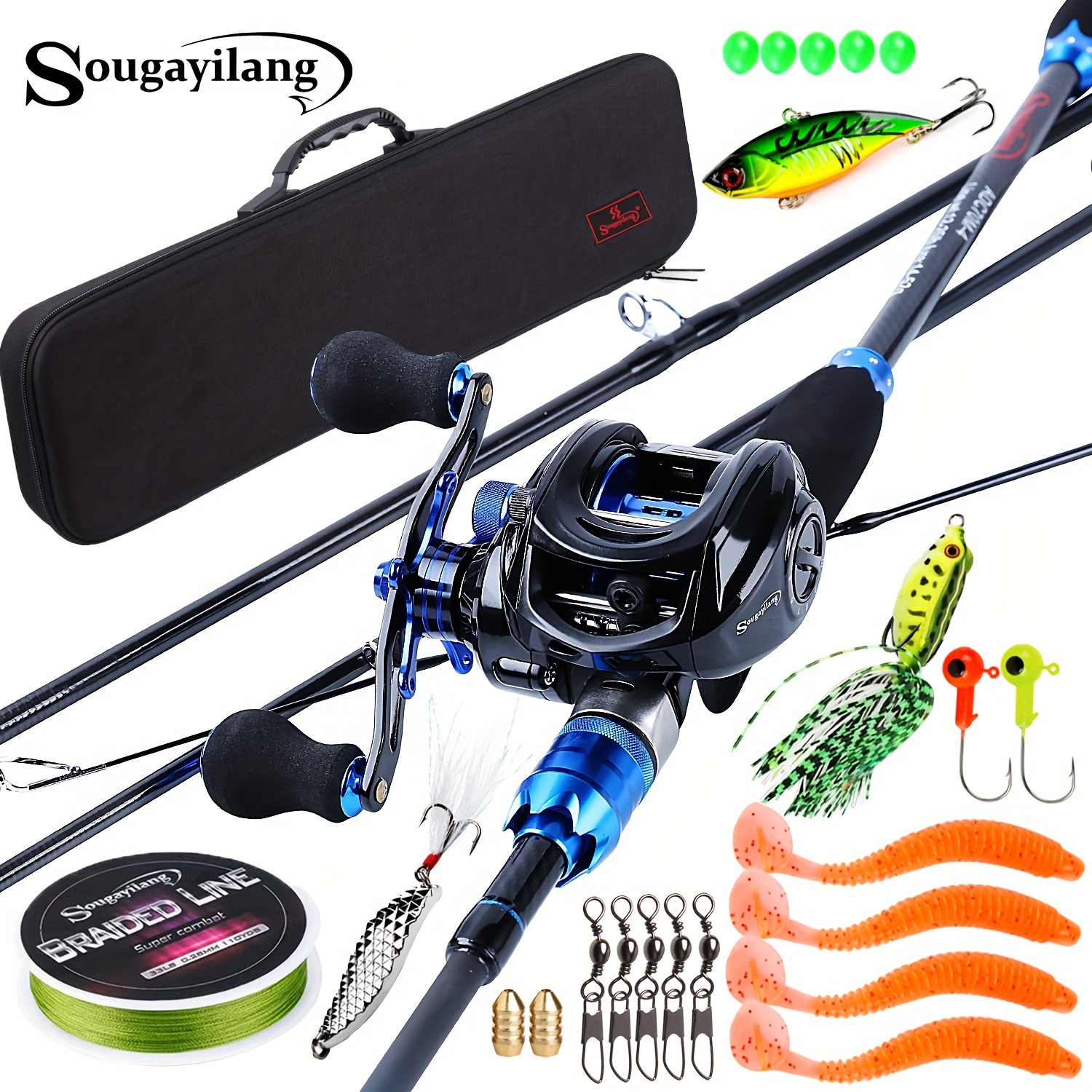 Sougayilang Fishing Rod Reel Tackle Set 4 Sections Fishing - Temu United  Kingdom