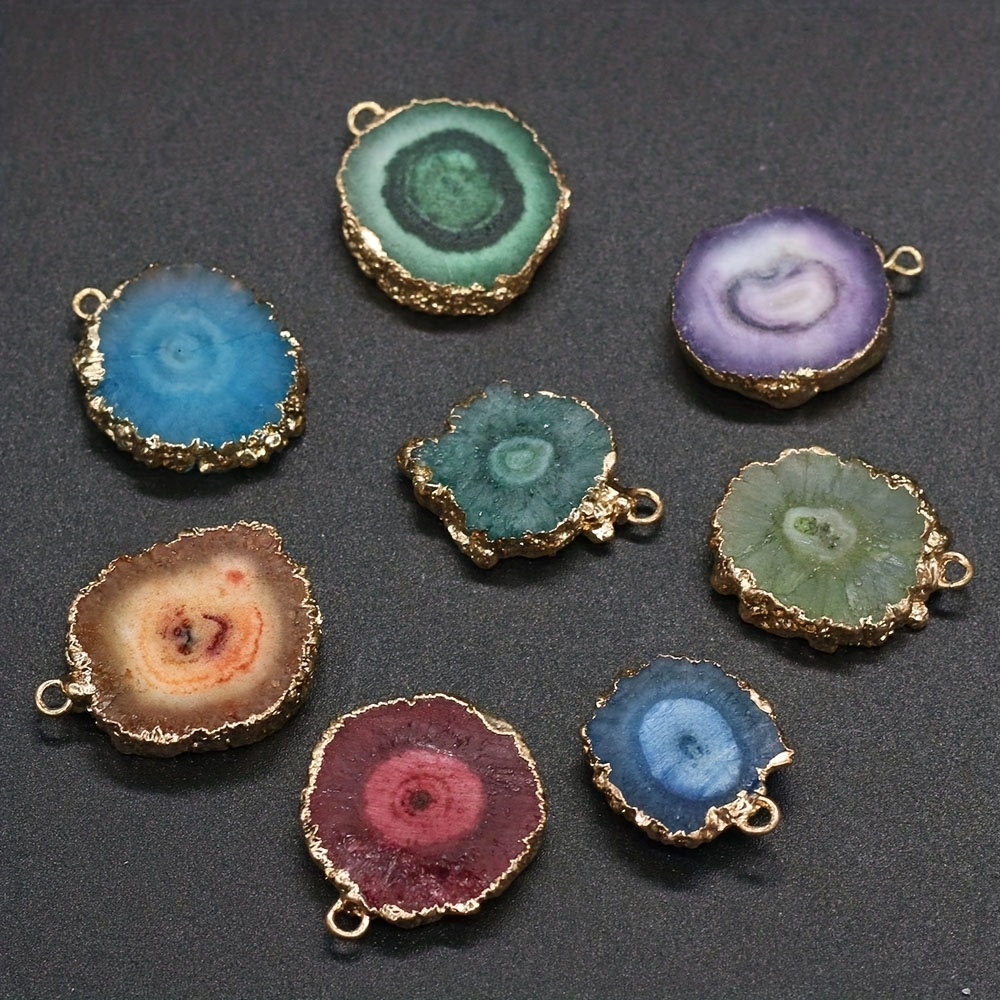 5pcs Agate Irregular Round Gemstone Pendant for DIY Necklace Bracelet