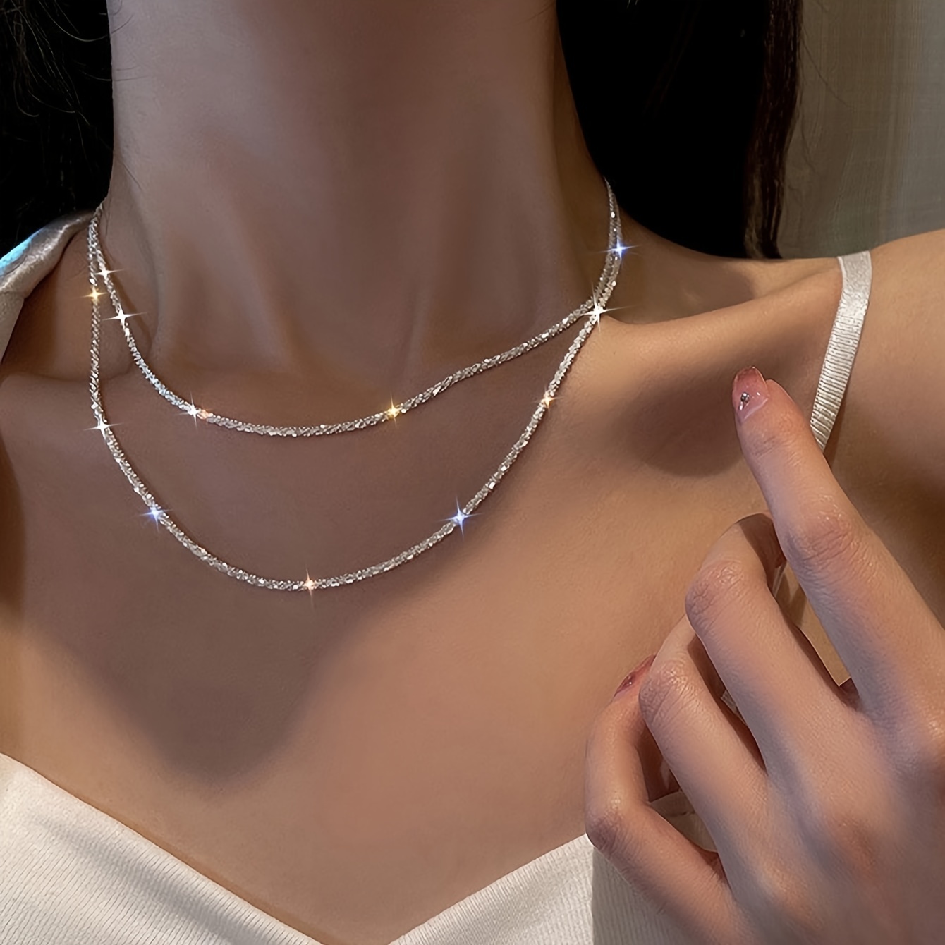 925 Sterling Silver Chain Simple Necklace For - Temu