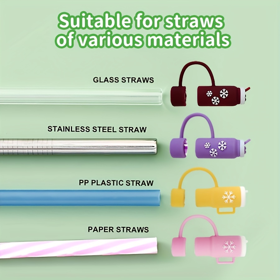 Food Grade Silicone Straw Tips - Reusable Covers For Stainless Steel Straws  - Solid Color Plugs For Hygienic Drinking - Durable - Temu