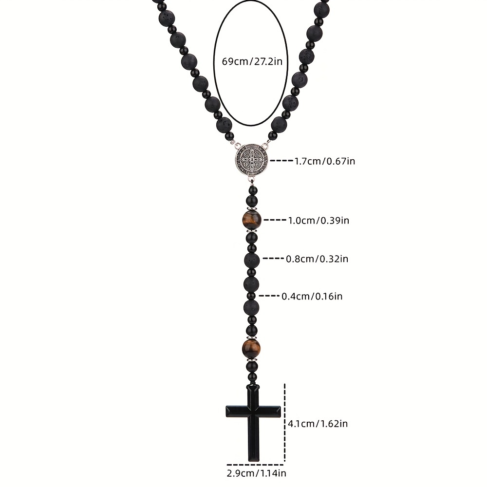 Trendy Black & Yellow Tiger Eye Beaded Pendant Necklace