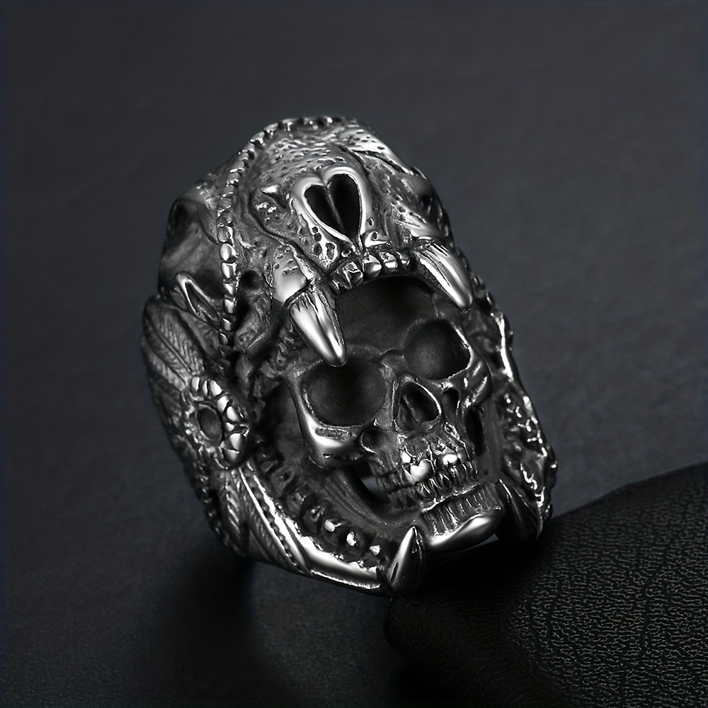 Ring Vintage Indian Jaguar Warrior Skull