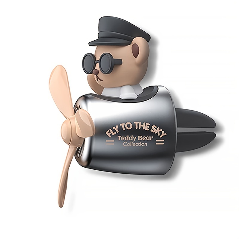 ISAKEN Cartoon Bear Pilot Pilote Air Ferrinisseur d'air Automobile  Ventilateur, Clip d'Aération Clip de Ventilation de Diffuseur de Voiture  Clip de