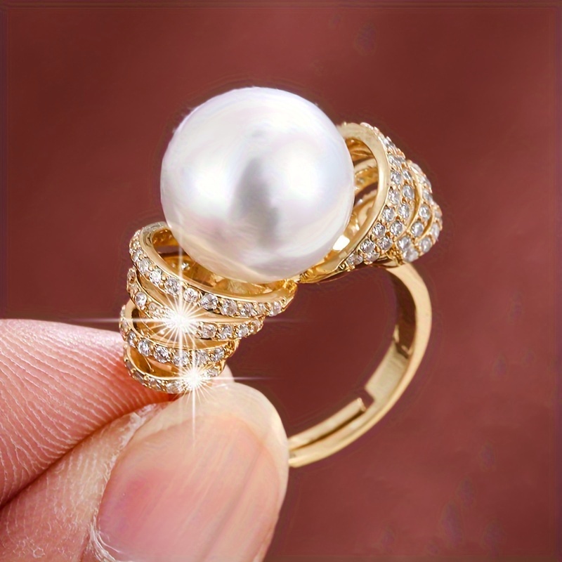 stylish elegant adjustable ring synthetic synthetic Temu