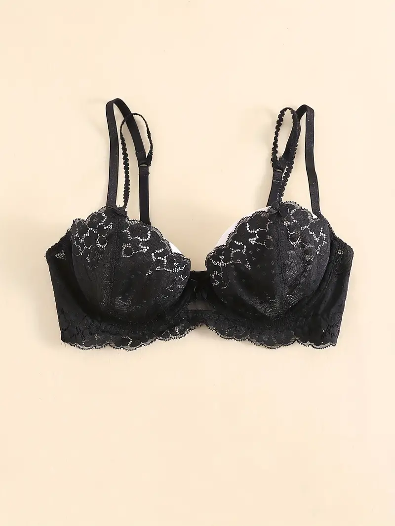 Floral Lace Unlined Bra Romantic Hollow Breathable Stretch - Temu