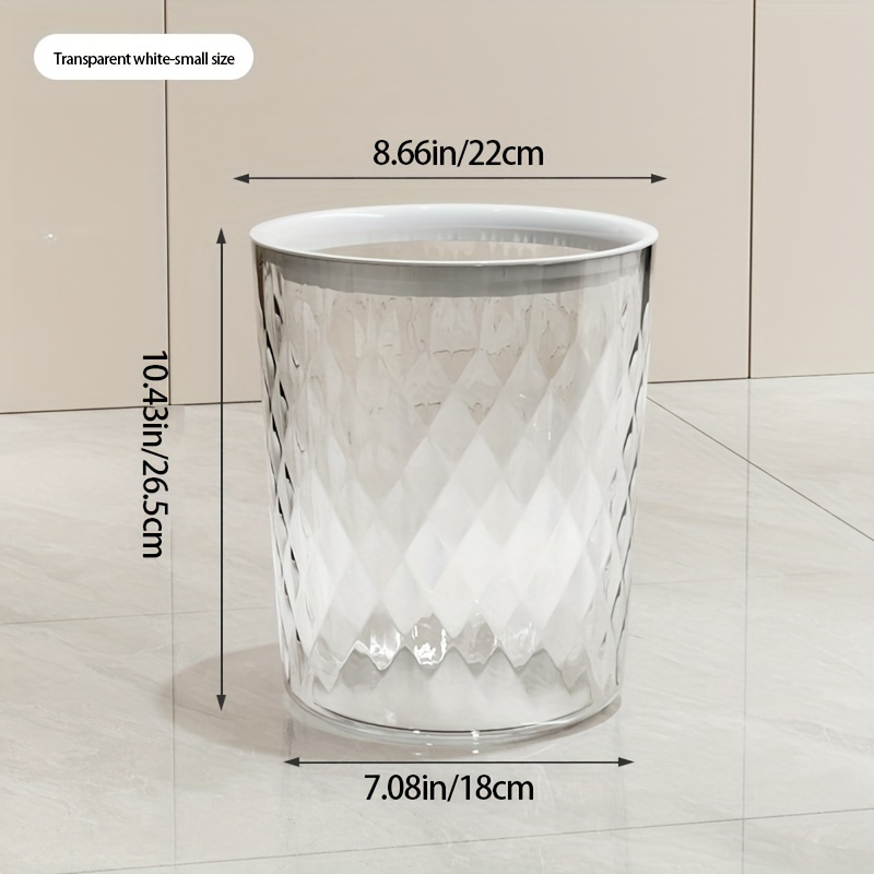 Prinxy Transparent Plastic Trash Cans Small Trash Can Wastebasket with Flip-Top Lid for Bathroom,Bedroom,Kitchen,College Dorm,Office-Clear Blue, Size