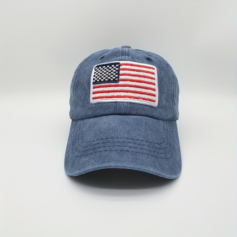 Sunshade Adjustable Baseball Cap with American Flag Embroidered