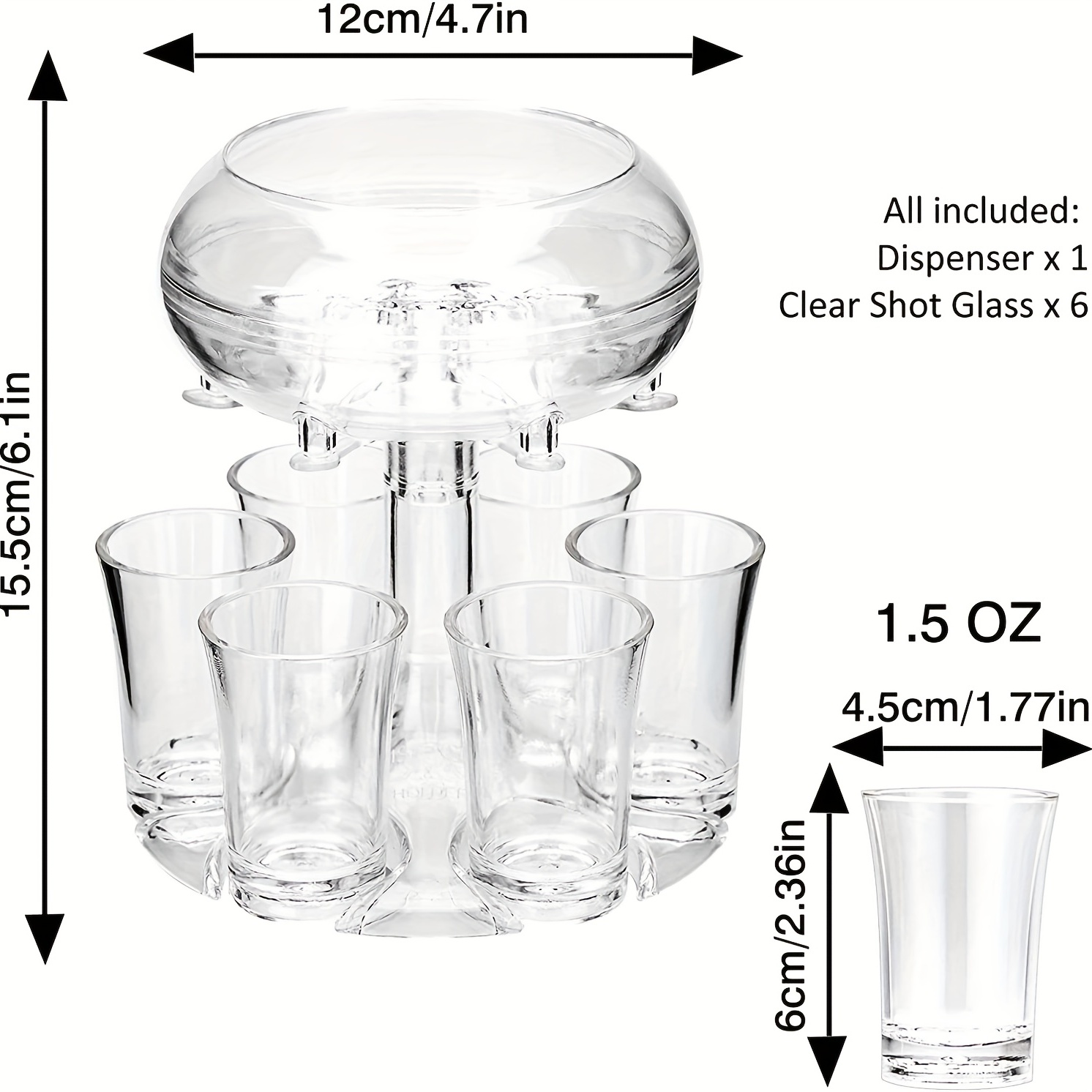 Distributeur de boissons de fête avec 6 verres à liqueur - Distributeur  d'alcool sans contact en acrylique pour boisson Cid