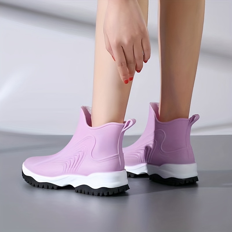 Botas Color Sólido Mujer Zapatos Impermeables - Temu