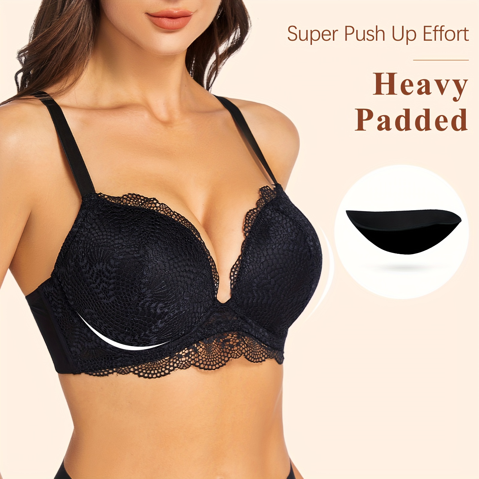 Lace Under-Wired Heavy-Padded Push-Up Bra