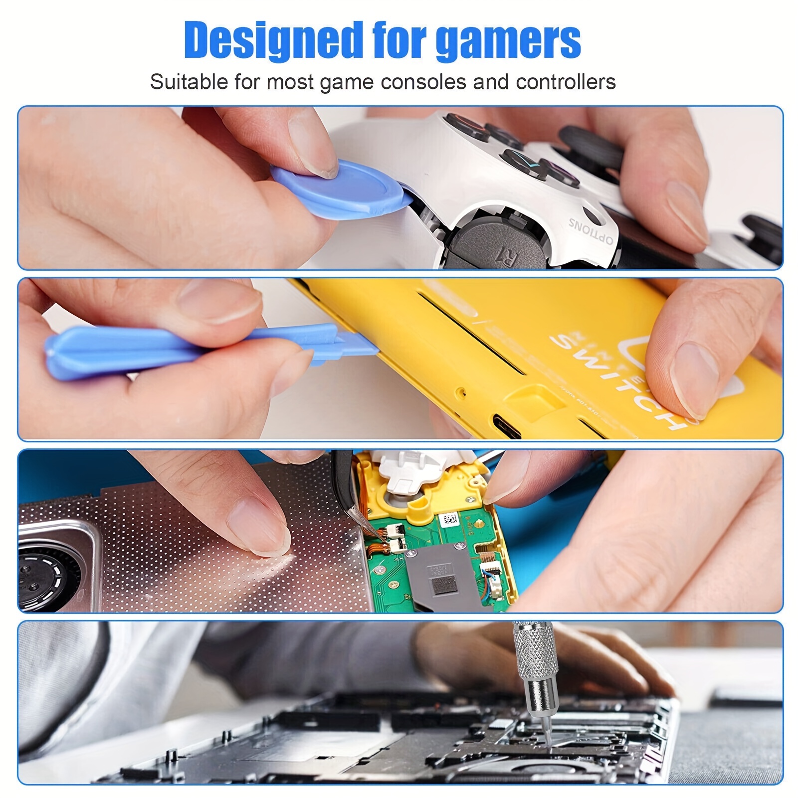 JAOYSTII Kit d'outils de nettoyage et de réparation pour PS4 PS5