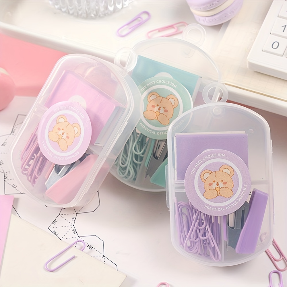 Cute Mini Stapler Set Morandi Color Metal Stapler With - Temu