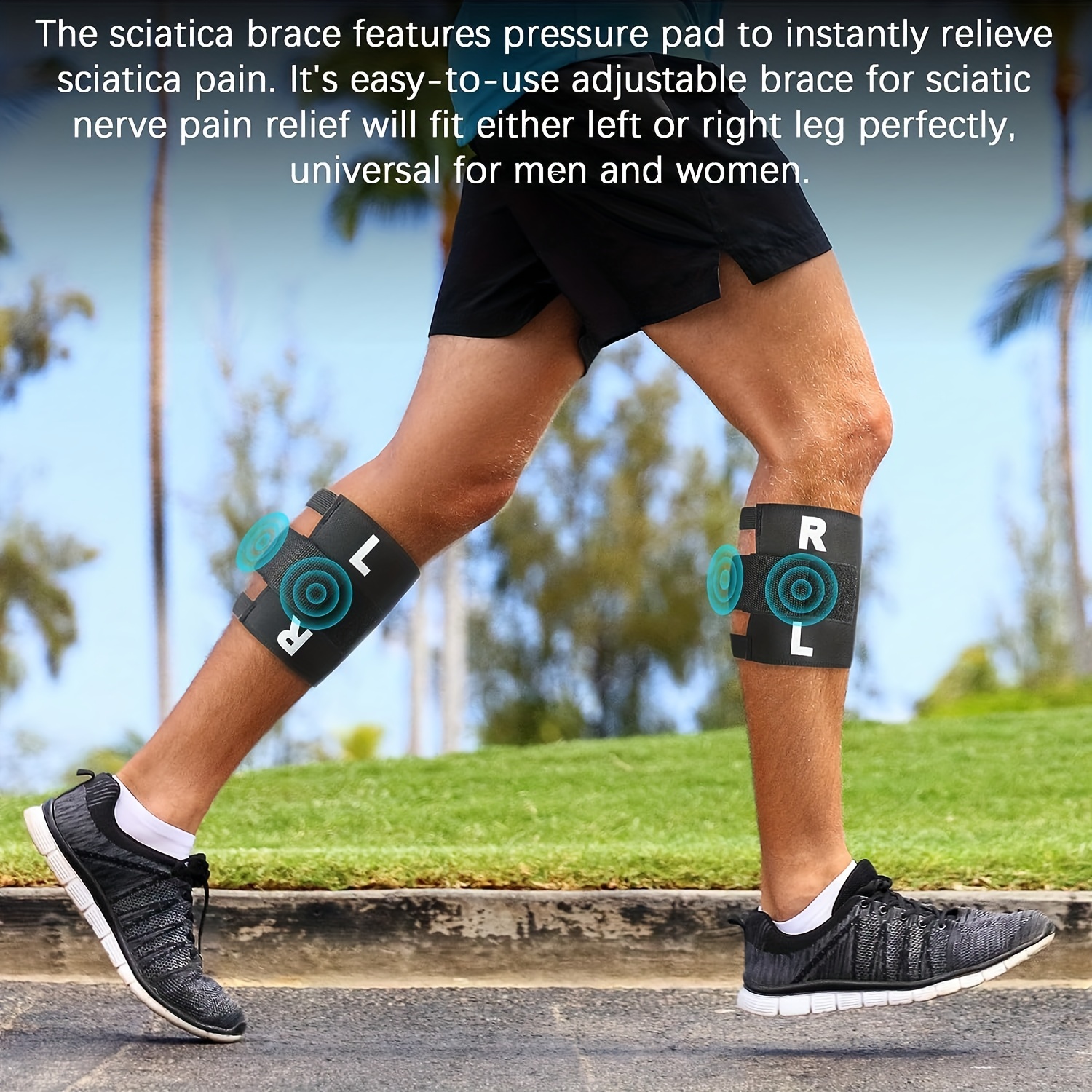 BEACTIVE Plus Acupressure System - Sciatica Pain Relief Brace For Sciatic  Nerve Pain, Lower Back, & Hip - Be Active Plus Knee Brace With Pressure Pad  Targeted Compression For Sciatica Relief - Unisex
