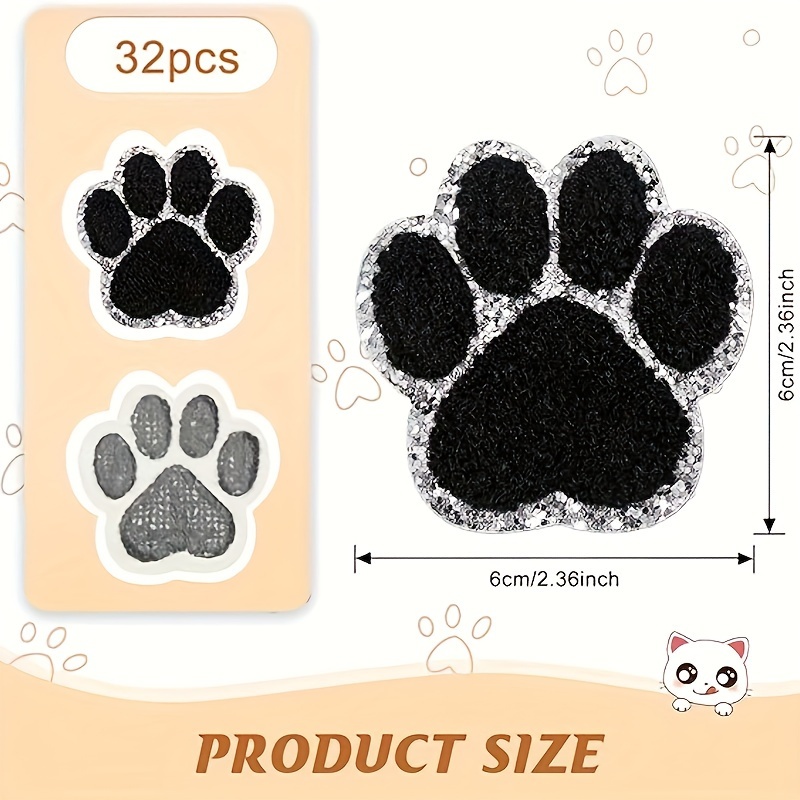 Black Cartoon Puppy Paw Prints Cute Patches Embroidery - Temu