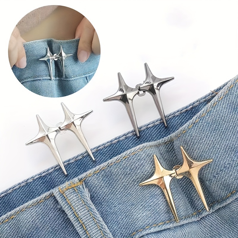 2pairs Pant Waist Tightener Jeans Buttons For Loose Jeans Pants Clips, For  Waist Detachable Jean Buttons Pins No Sewing Waistband Tightener