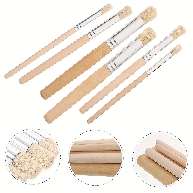6Pcs Stencil Brushes for Acrylic Paint, Stencil Brush, Wooden Stencil  Brushes, Natural Bristle Stencil Brushes Set for Acrylic Oil Watercolor Art