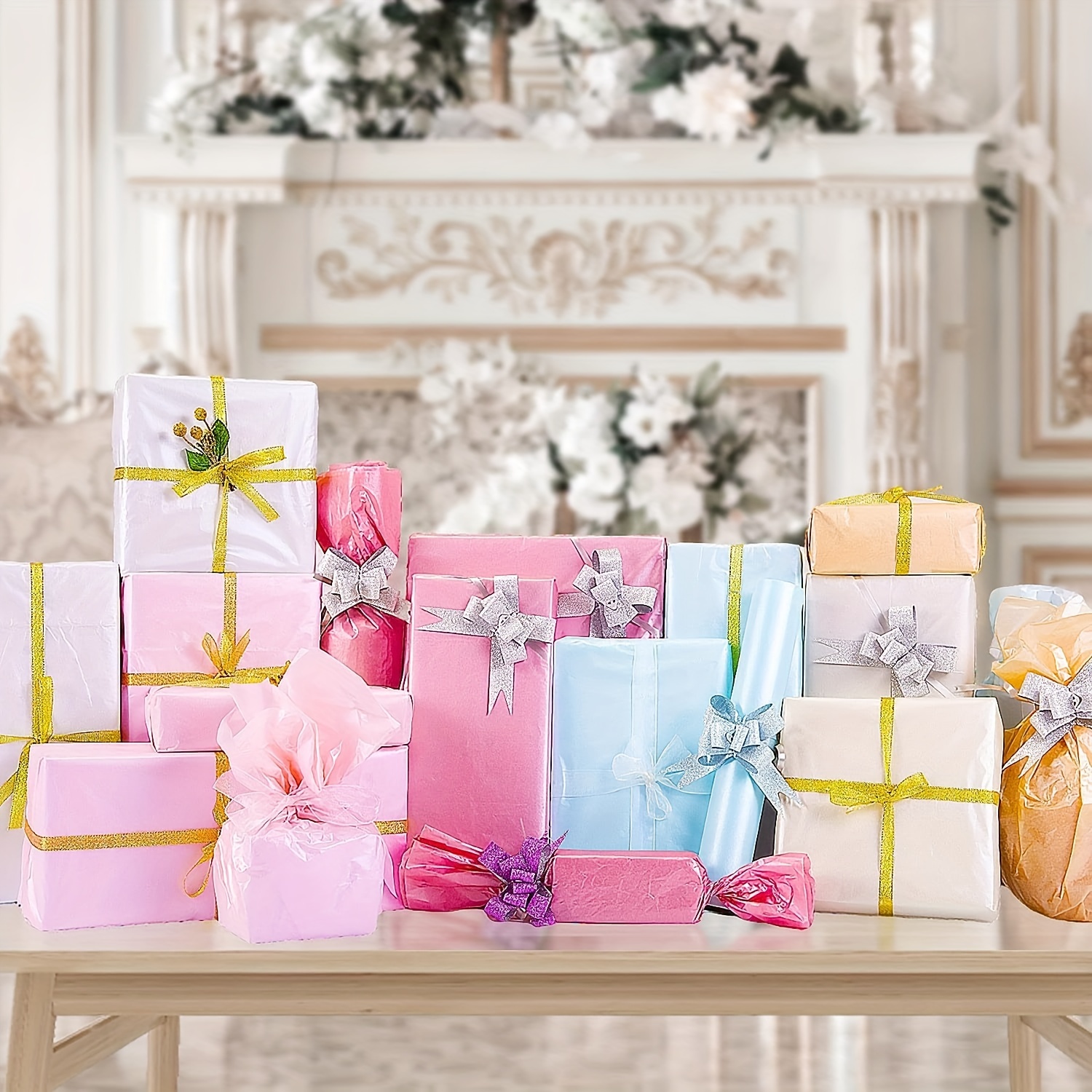 White Tissue Paper Glitter,20 X 30, Rose Gold Glitter Tissue Paper, Gift  Bags,rose Gold Sparkle,gift Wrapping,tissue Paper,xmas,graduation 