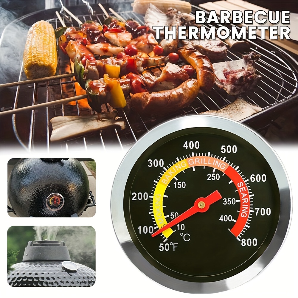 2 inch BBQ Thermometer Gauge Charcoal Grill Pit Smoker Temp Gauge Grill Thermometer Replacement for Smoker Grill Wood Charcoal Pit, Heat Indicator