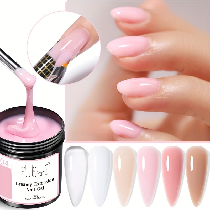 

Awstorg 100g Creamy Extension Nail Gel Pinkish Jelly Milky White Quick Creamy Extension Gel French Nail Art Hard Gel Uv Led Gel Nail Art Design Manicure , Without Acetone