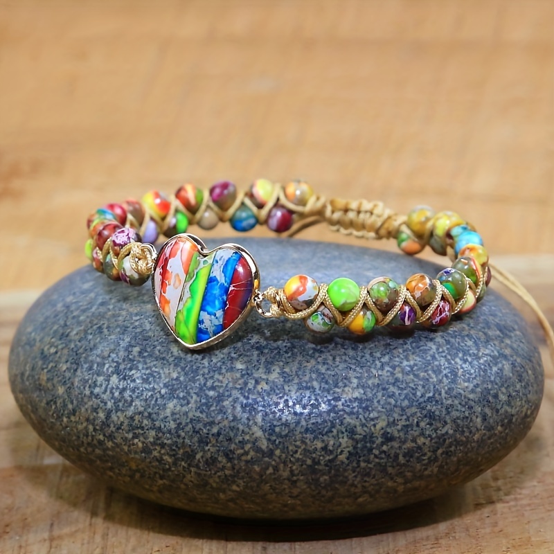 Colorful Braided Bracelet Boho Style Hand Jewelry, Jewels Accessories for Women,Temu