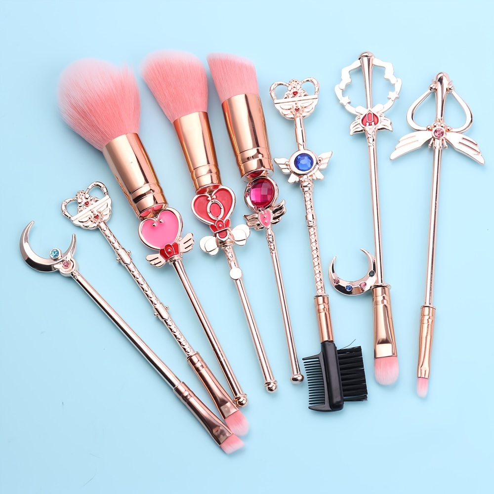 Bts Makeup Brush Set 8pcs Cosmetic Makeup Brush Set With Cute Pink Pouch   Fruugo IN