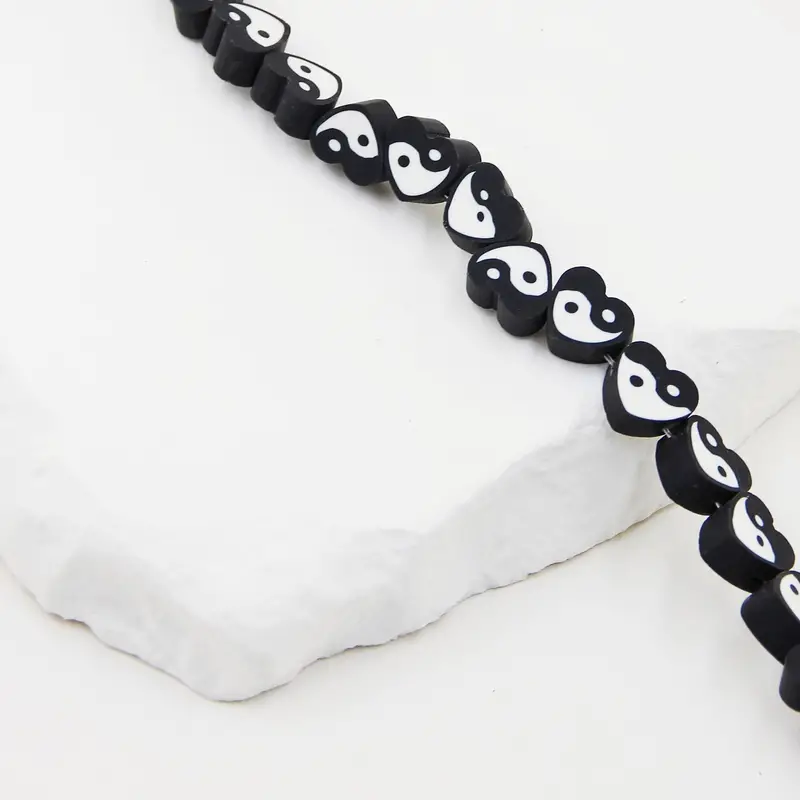 Polymer Clay Beads Black And White Love Tai Chi Sliced - Temu