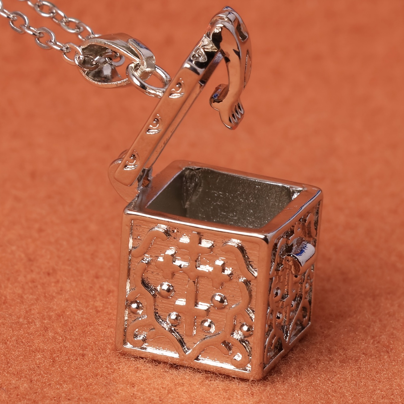 Carved Openable Magic Box Pendant Necklace