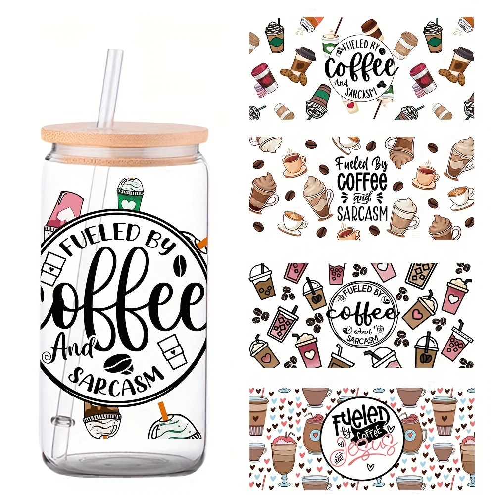 Fueled By Coffee And Sarcasm 16oz Libbey Glass Can Wrap