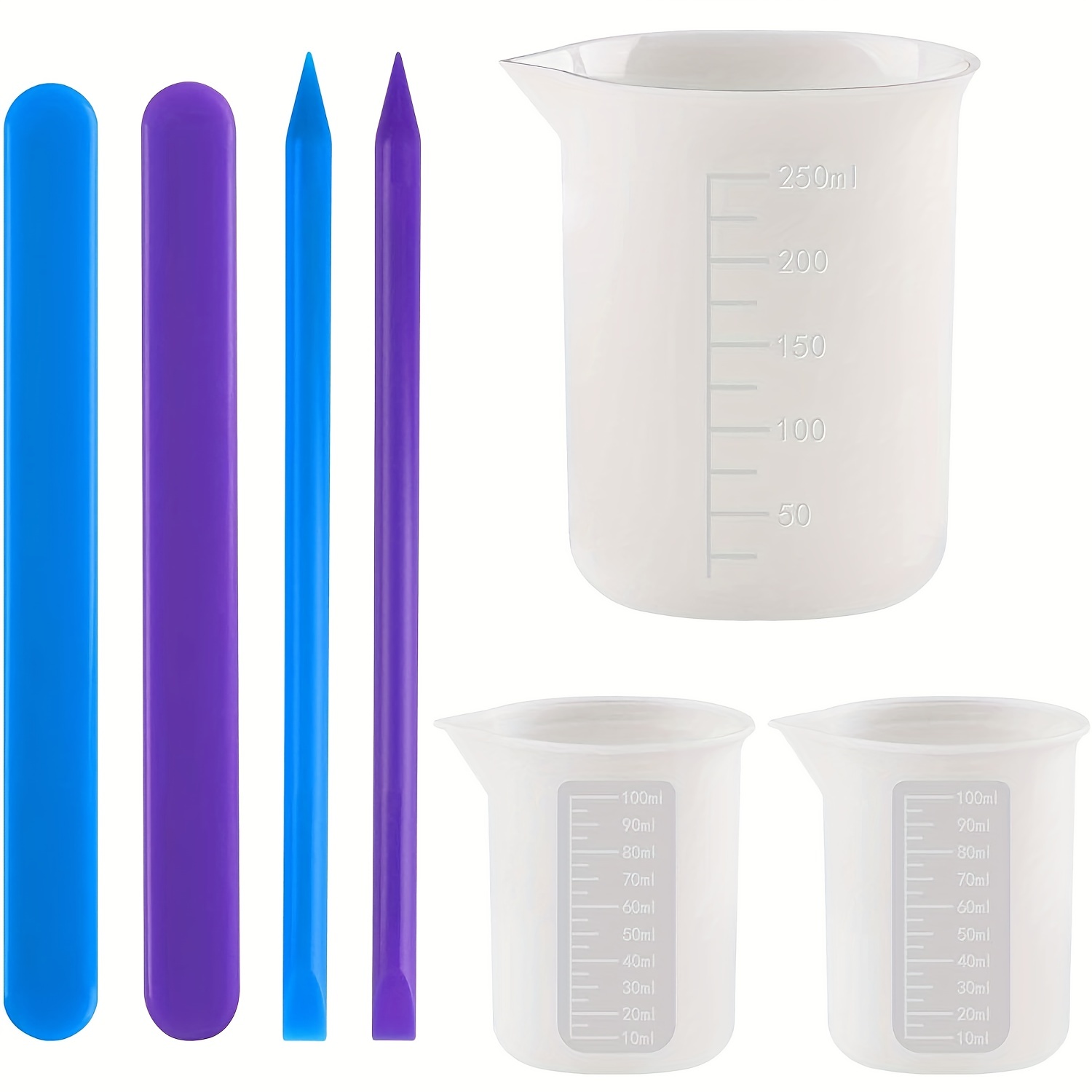 8pcs Silicone Measuring Cups For Resin 100ml 10ml - Nonstick