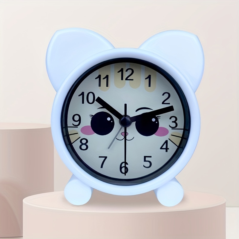 1pc Carino Orologio Sveglia A Forma Di Gatto Cartoon Muto, Orologio Sveglia  Da Comodino Per Stanza Dei Bambini Senza Ticchettio, Orologio Sveglia A