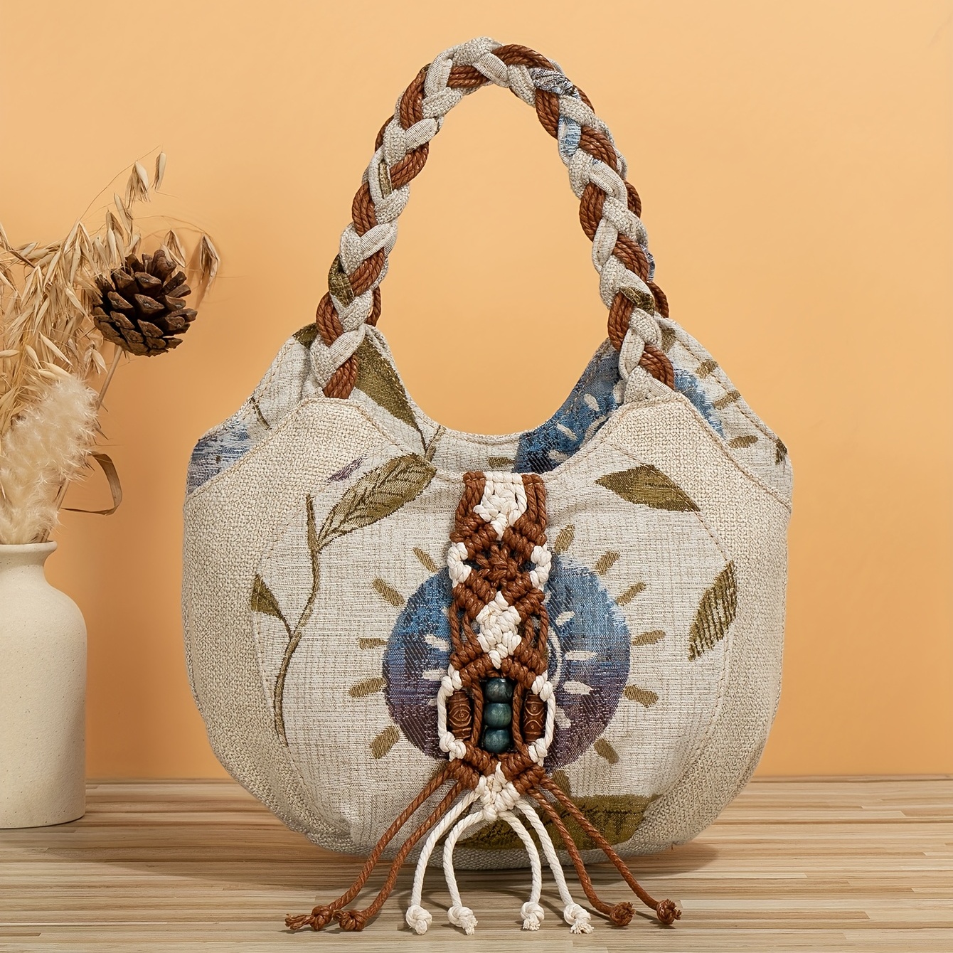 Bohemian Style Handmade Flowers Handbags - Temu