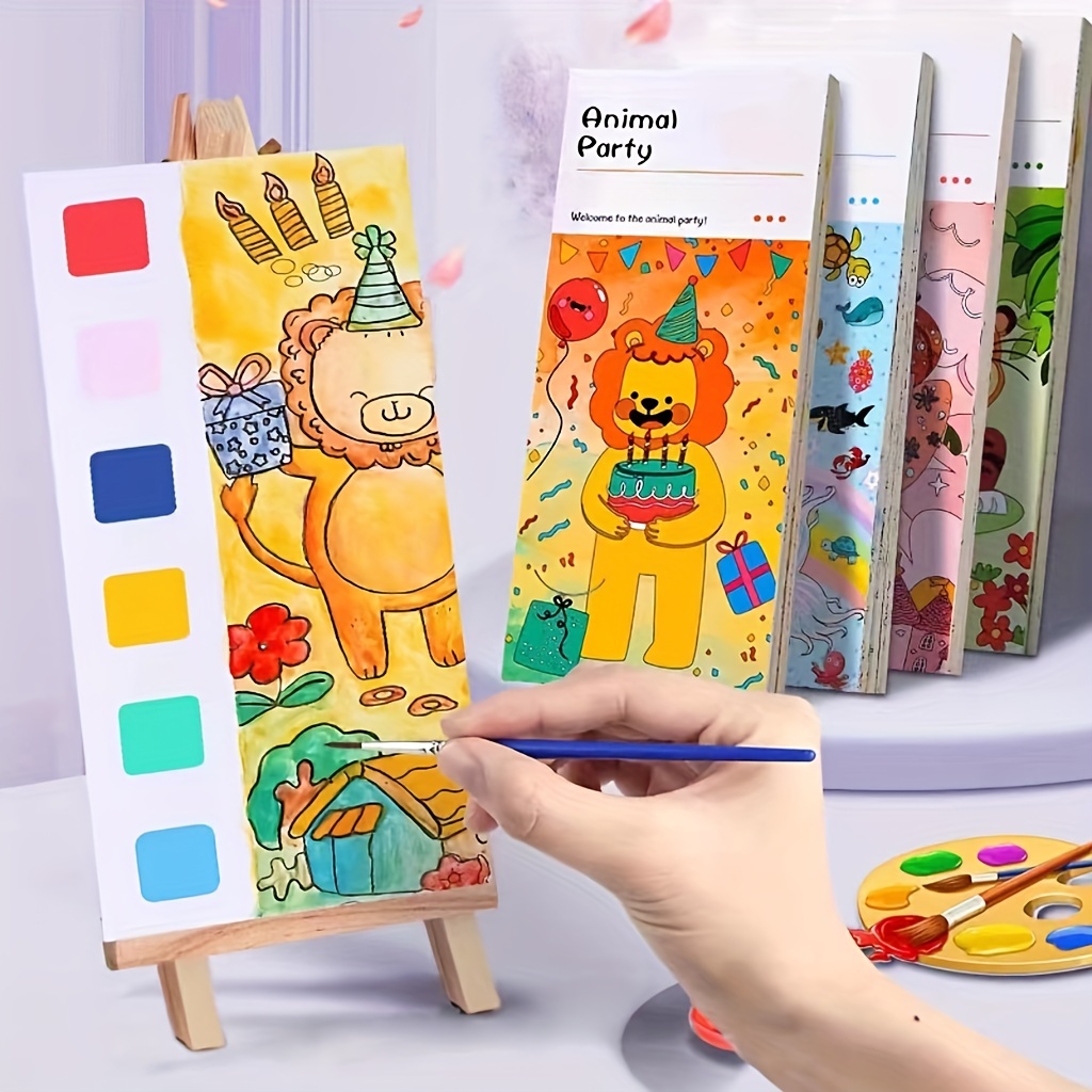 2 Pcs Pocket Watercolor Painting Book Coloring Books for Kids Ages 4-8  Watercolor Paint Bookmark Kit for Kids Watercolor Painting Book Pocket