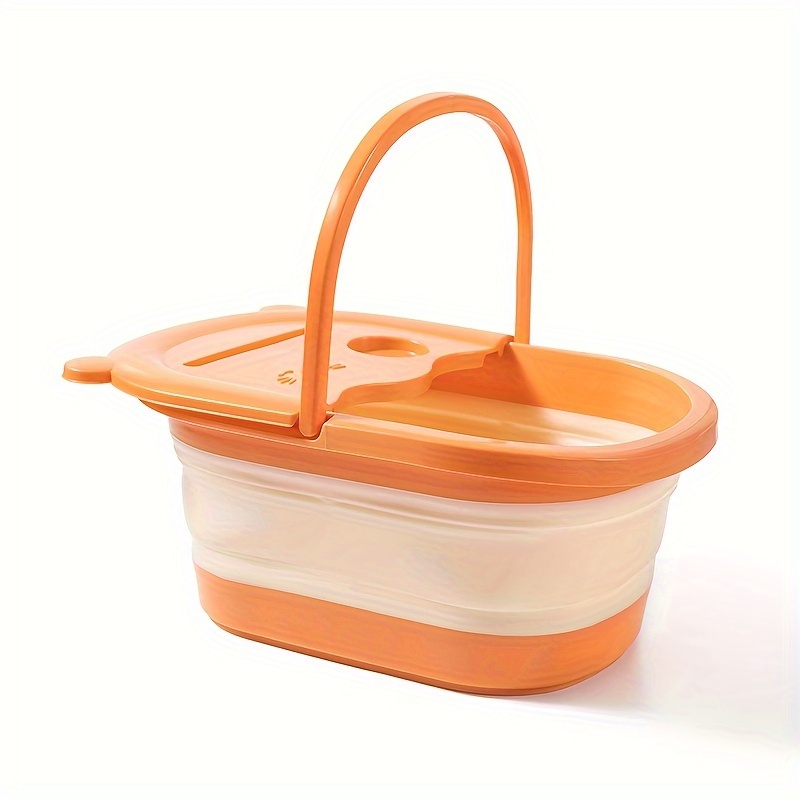 

Foldable Orange Foot Bath Tub For Winter, Cat Paw Design, Soaking Feet Bucket, Portable And Space-saving With Cover, 15.55 X 11.42 Inches