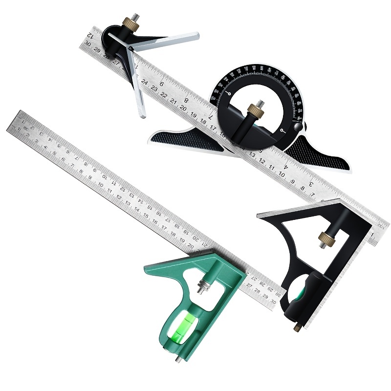 3 In 1 Combination Angle Ruler Set Engineer 300/600mm Adjustable Multi  Combination Right Square Protractor