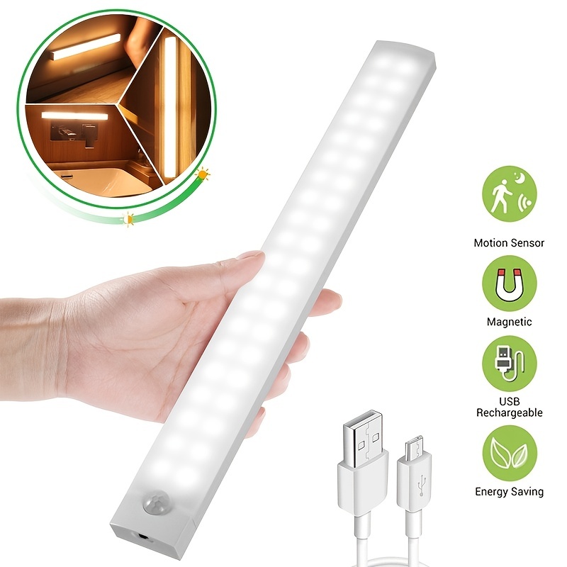 Led Lamp Motion Sensor Rechargeable Cabinet - Usb Rechargeable