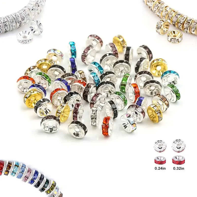 Flat Round Spacer Beads Imitation Crystal Rhinestone Beads - Temu