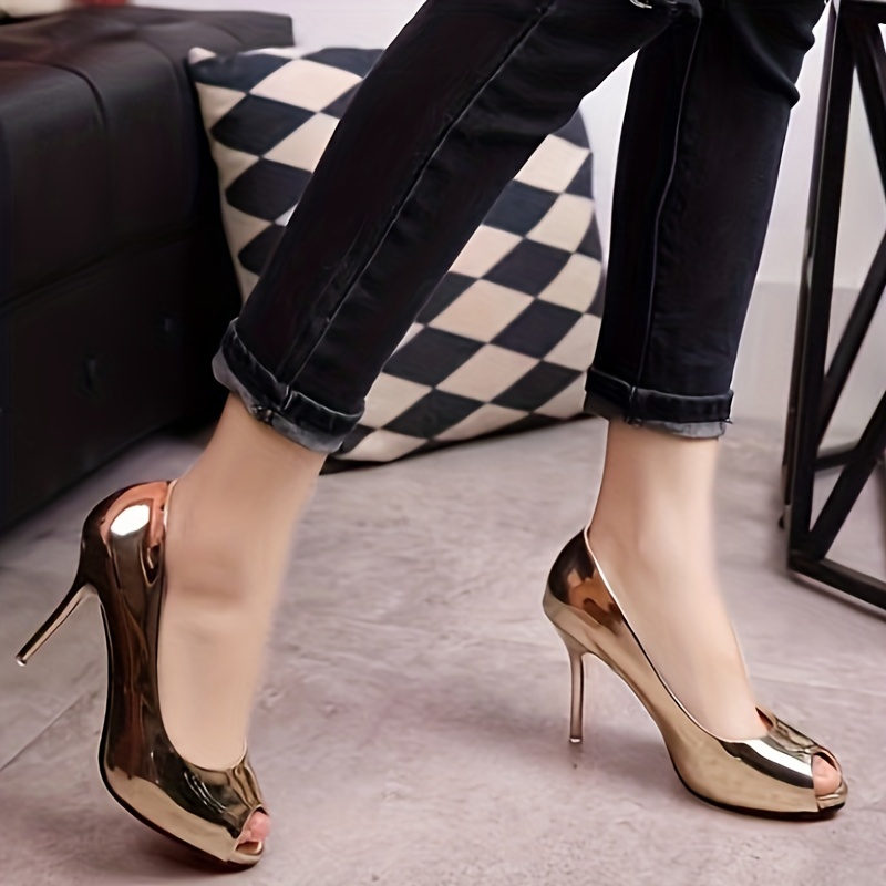 Womens Sexy High Heels Ankle Strap Patent Leather Open Toe Shoes