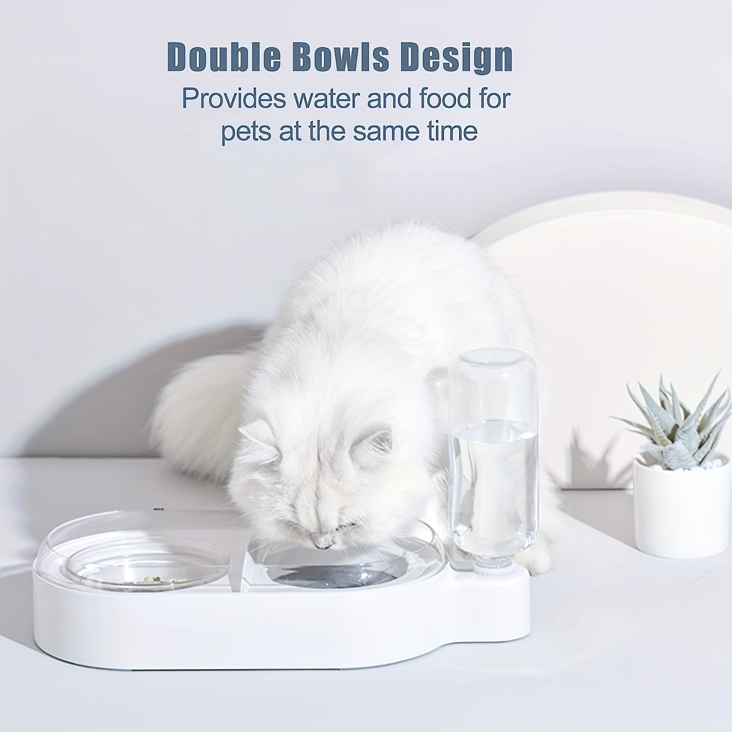 Double Dog Cat Bowl, Pet Water and Food Bowls Set with Detachable