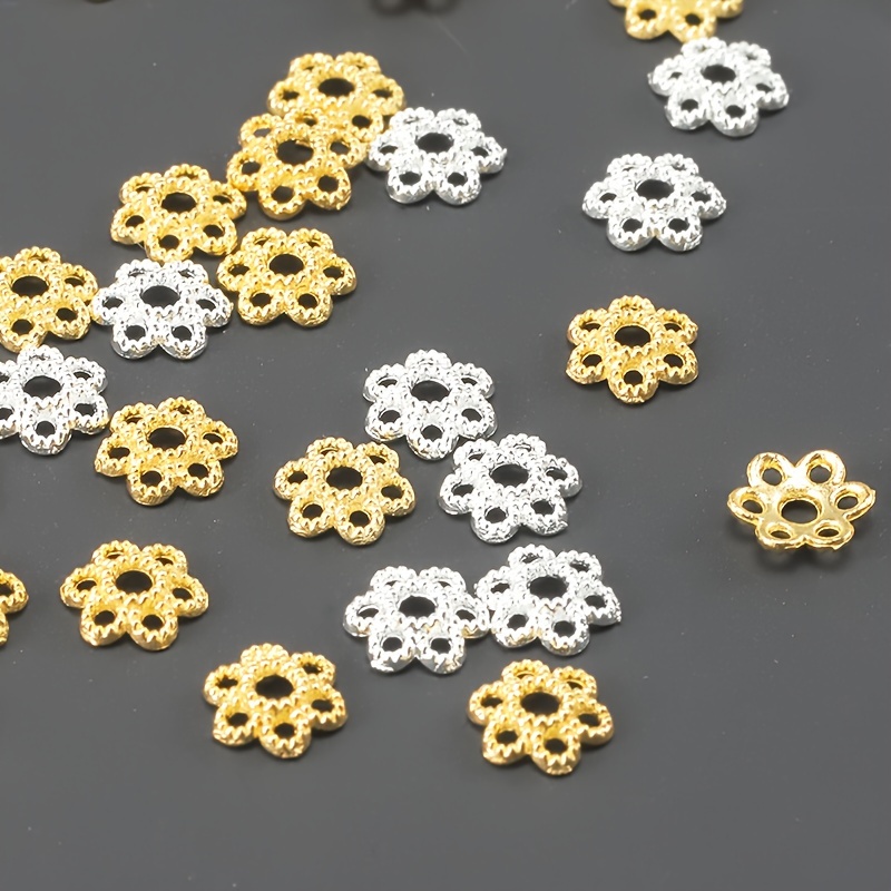 Metall Perlenkappen, 14 mm x 4 mm, silbern, 8 Stück